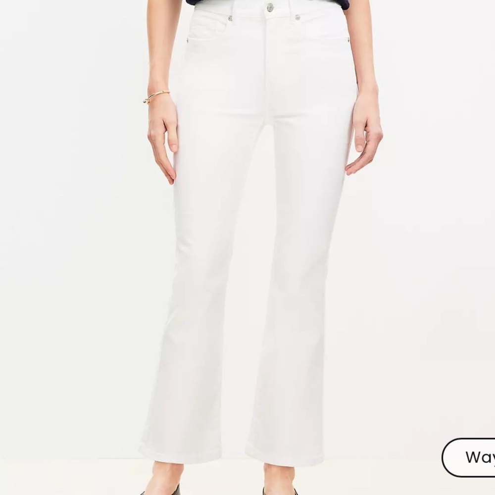 Loft white denim kick crop NWOT